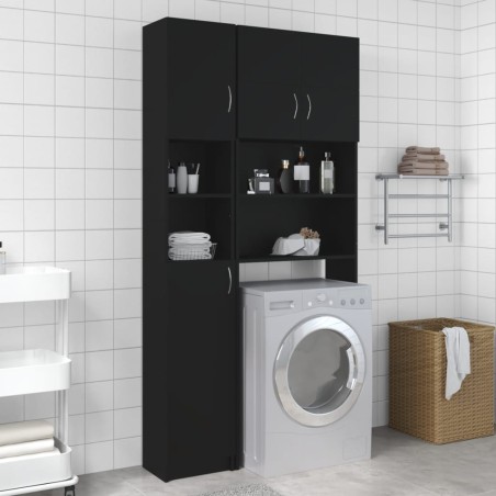 vidaXL Armario de baño madera contrachapada negro 32x25,5x190 cm