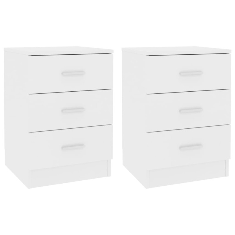 vidaXL Mesitas de noche 2 uds madera contrachapada blanco 38x35x56 cm vidaXL Mesitas de noche 2 uds madera contrachapada blanco 38x35x56 cm