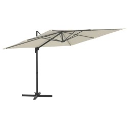 vidaXL Sombrilla colgante con poste de aluminio blanco arena 400x300cm