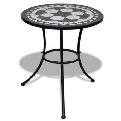 vidaXL Mesa de bistro terraza mosaico negro y blanco 60 cm 