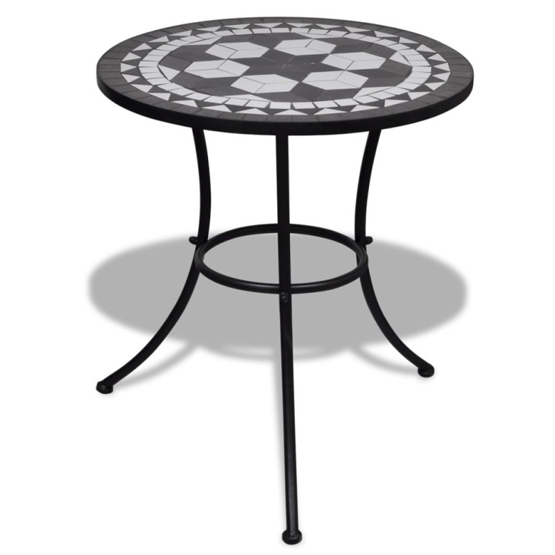 vidaXL Mesa de bistro terraza mosaico negro y blanco 60 cm vidaXL Mesa de bistro terraza mosaico negro y blanco 60 cm