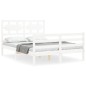 vidaXL Estructura cama de matrimonio con cabecero madera maciza blanco vidaXL Estructura cama de matrimonio con cabecero madera maciza blanco