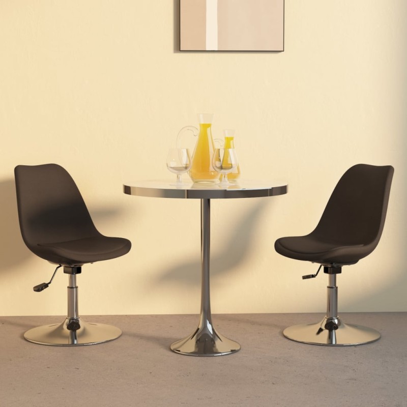 vidaXL Sillas de comedor giratorias 2 unidades tela marrón oscuro vidaXL Sillas de comedor giratorias 2 unidades tela marrón oscuro