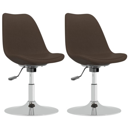 vidaXL Sillas de comedor giratorias 2 unidades tela marrón oscuro