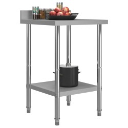 vidaXL Mesa trabajo cocina y salpicadero acero inoxidable 60x60x93 cm