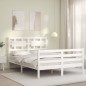 vidaXL Estructura cama de matrimonio con cabecero madera maciza blanco vidaXL Estructura cama de matrimonio con cabecero madera maciza blanco