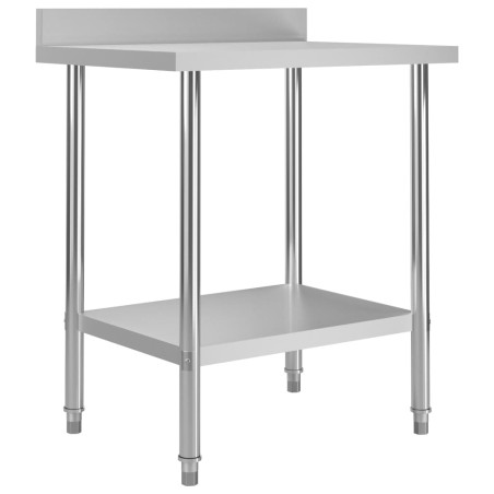 vidaXL Mesa trabajo cocina y salpicadero acero inoxidable 80x60x93 cm