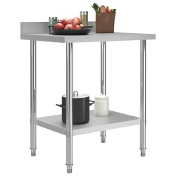 vidaXL Mesa trabajo cocina y salpicadero acero inoxidable 80x60x93 cm