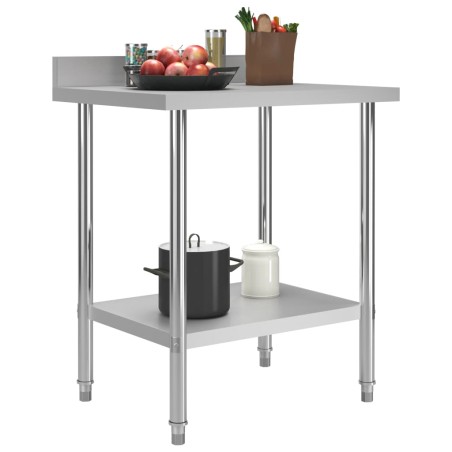 vidaXL Mesa trabajo cocina y salpicadero acero inoxidable 80x60x93 cm