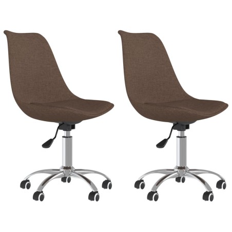 vidaXL Sillas de comedor giratorias 2 unidades tela marrón