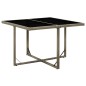vidaXL Mesa de jardín ratán sintético y vidrio gris 109x107x74 cm vidaXL Mesa de jardín ratán sintético y vidrio gris 109x107x74 cm