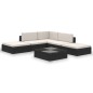 vidaXL Set muebles de jardín 6 piezas y cojines ratán sintético negro vidaXL Set muebles de jardín 6 piezas y cojines ratán sintético negro