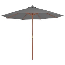 vidaXL Sombrilla de jardín con palo de madera 300 cm antracita