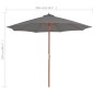 vidaXL Sombrilla de jardín con palo de madera 300 cm antracita