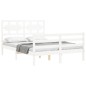 vidaXL Estructura cama de matrimonio con cabecero madera maciza blanco vidaXL Estructura cama de matrimonio con cabecero madera maciza blanco