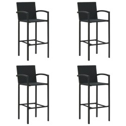 vidaXL Taburetes de cocina 4 unidades ratán sintético negro