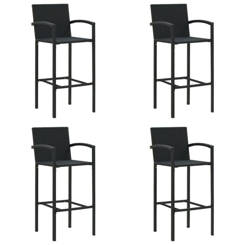 vidaXL Taburetes de cocina 4 unidades ratán sintético negro vidaXL Taburetes de cocina 4 unidades ratán sintético negro