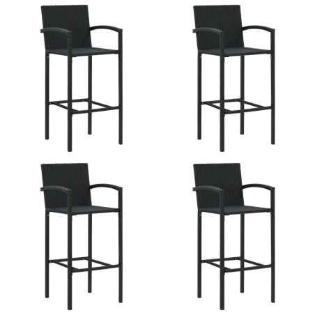 vidaXL Taburetes de cocina 4 unidades ratán sintético negro