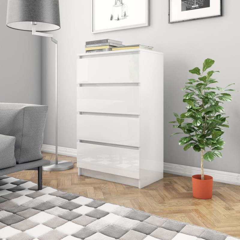 vidaXL Aparador de madera contrachapada blanco brillante 60x35x98,5 cm vidaXL Aparador de madera contrachapada blanco brillante 60x35x98,5 cm