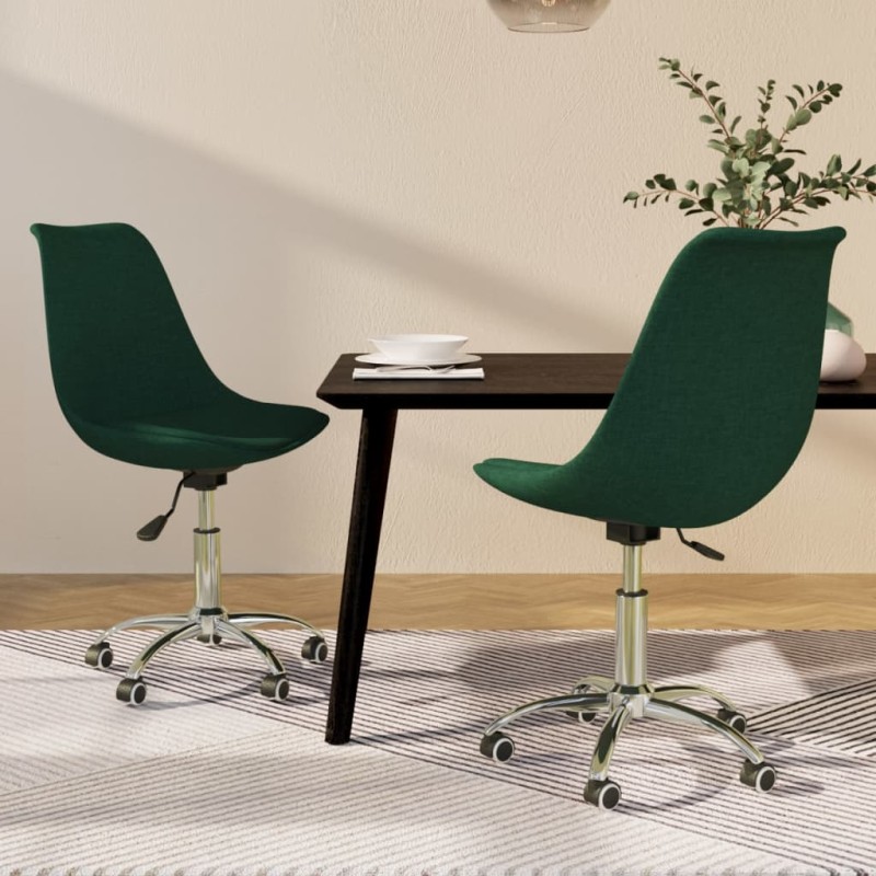 vidaXL Sillas de comedor giratorias 2 uds tela verde oscuro vidaXL Sillas de comedor giratorias 2 uds tela verde oscuro