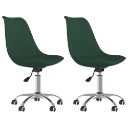vidaXL Sillas de comedor giratorias 2 uds tela verde oscuro