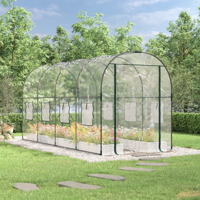 vidaXL Invernadero PVC acero pintado polvo transparente 160x400x190cm vidaXL Invernadero PVC acero pintado polvo transparente 160x400x190cm