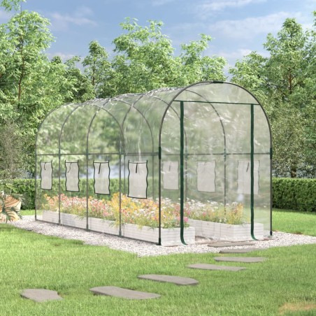 vidaXL Invernadero PVC acero pintado polvo transparente 160x400x190cm