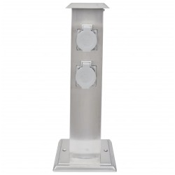 vidaXL Columna con enchufes para el jardín acero inoxidable negro