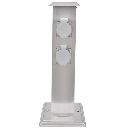 vidaXL Columna con enchufes para el jardín acero inoxidable negro