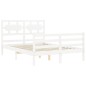 vidaXL Estructura cama de matrimonio con cabecero madera maciza blanco vidaXL Estructura cama de matrimonio con cabecero madera maciza blanco