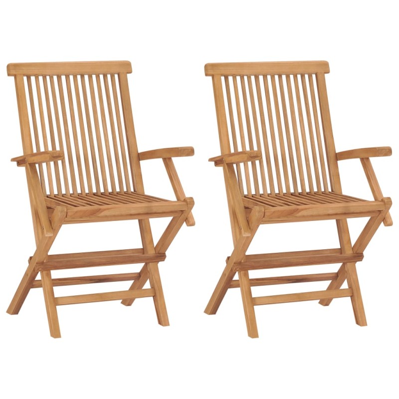 vidaXL Sillas de jardín plegables 2 unidades madera maciza de teca