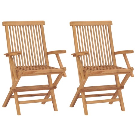 vidaXL Sillas de jardín plegables 2 unidades madera maciza de teca