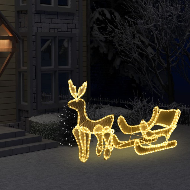 vidaXL Luces de Navidad de reno y trineo con malla 432 LEDs vidaXL Luces de Navidad de reno y trineo con malla 432 LEDs