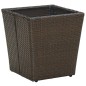 vidaXL Mesa de centro ratán PE vidrio templado marrón 41,5x41,5x44cm