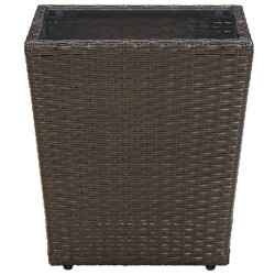 vidaXL Mesa de centro ratán PE vidrio templado marrón 41,5x41,5x44cm