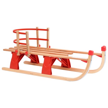 vidaXL Trineo de nieve plegable con respaldo madera 119 cm 