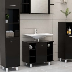 vidaXL Armario de baño madera contrachapada negro 60x32x53,5 cm