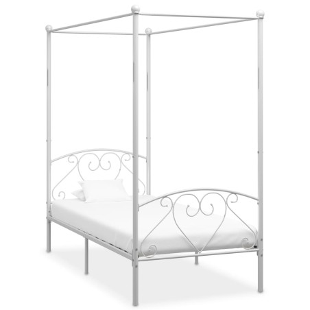 vidaXL Estructura de cama con dosel metal blanco 90x200 cm 