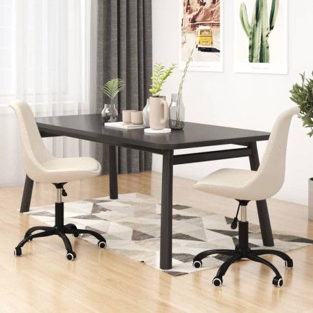 vidaXL Sillas de comedor giratorias 2 unidades tela color crema