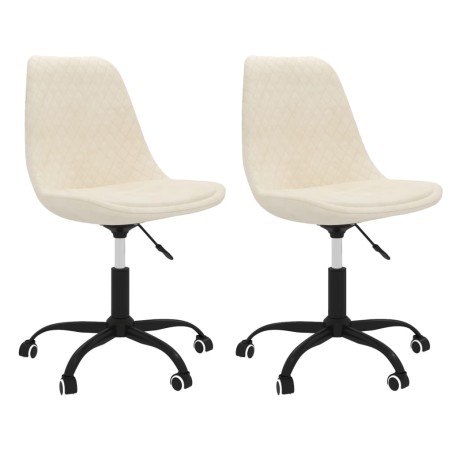 vidaXL Sillas de comedor giratorias 2 unidades tela color crema