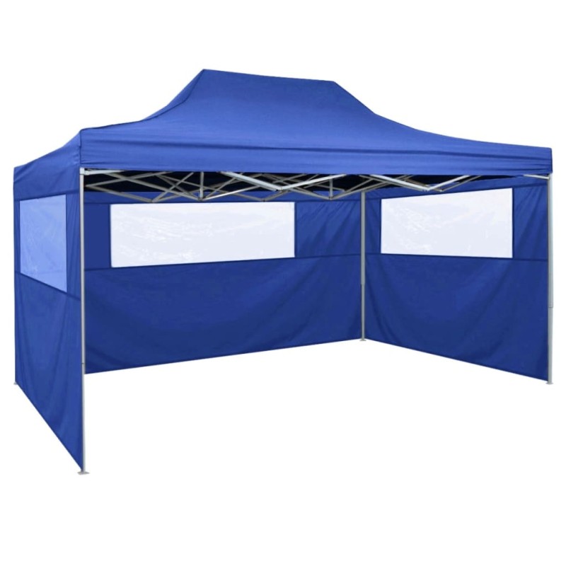 vidaXL Carpa pleglable con 3 paredes 3x4,5 m azul vidaXL Carpa pleglable con 3 paredes 3x4,5 m azul