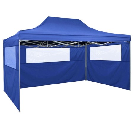vidaXL Carpa pleglable con 3 paredes 3x4,5 m azul