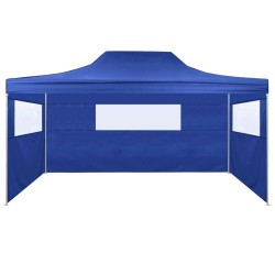 vidaXL Carpa pleglable con 3 paredes 3x4,5 m azul