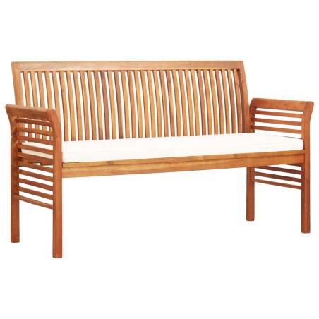vidaXL Banco de jardín 3 plazas con cojín madera maciza acacia 150 cm