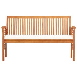 vidaXL Banco de jardín 3 plazas con cojín madera maciza acacia 150 cm