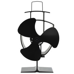 vidaXL Ventilador de estufa accionado por calor 3 aspas negro