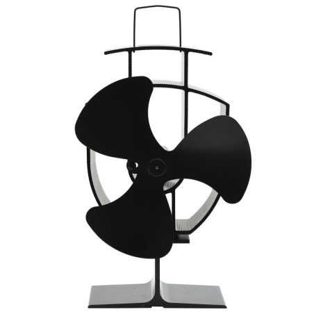 vidaXL Ventilador de estufa accionado por calor 3 aspas negro