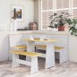 vidaXL Mesa de comedor con banco madera maciza marrón miel y blanco vidaXL Mesa de comedor con banco madera maciza marrón miel y blanco