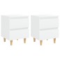 vidaXL Mesitas de noche 2 uds patas madera maciza blanco 40x35x50 cm vidaXL Mesitas de noche 2 uds patas madera maciza blanco 40x35x50 cm