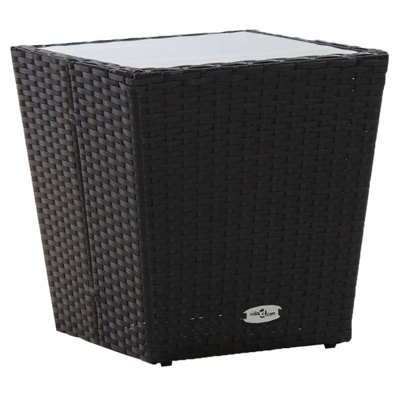 vidaXL Mesa de centro ratán PE y vidrio templado negro 41,5x41,5x43 cm vidaXL Mesa de centro ratán PE y vidrio templado negro 41,5x41,5x43 cm